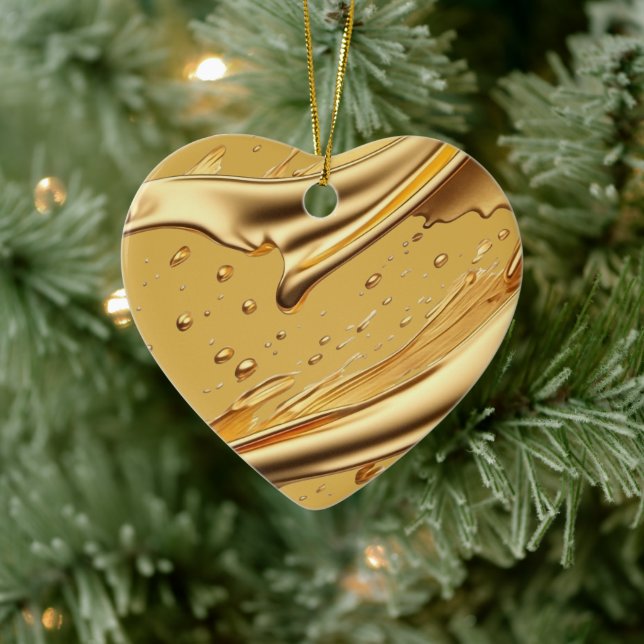 Personalised Message Colourful "Gold" Heart Gift  Ceramic Tree Decoration (Tree)
