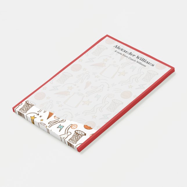 Personalised Message from Basketball Coach Player Post-it Notes (Angled)