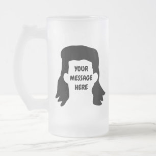 Personalised Message Funny Mullet Illustration Frosted Glass Beer Mug