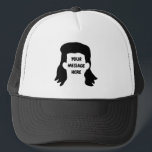 Personalised Message Funny Mullet Illustration Trucker Hat<br><div class="desc">Create the perfect personalised gift. Add a funny message to make it a funny gag gift. Features a cartoon style illustration of mullet hairstyle and your own saying or name.</div>