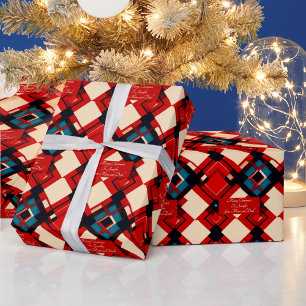 Personalised message on Christmas geometric Wrapping Paper