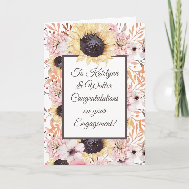Personalised Message Sunflower Engagement Card (Front)