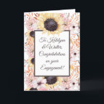 Personalised Message Sunflower Engagement Card<br><div class="desc">Vibrant sunflowers illustrate these engagement congratulations cards. All the text on the front and the inside of these greeting cards is ready for you to personalise. So,  you can create your own custom message greeting card for weddings,  engagements,  showers or any occasion.</div>