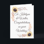 Personalised Message Sunflower Wedding Card<br><div class="desc">Vibrant sunflowers illustrate these wedding congratulations cards. All the text on the front and the inside of these greeting cards is ready for you to personalise. So,  you can create your own custom message greeting card for weddings,  engagements,  showers or any occasion.</div>
