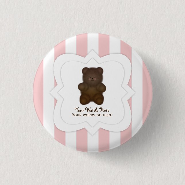 Personalised Message Teddy Bear Button (Front)