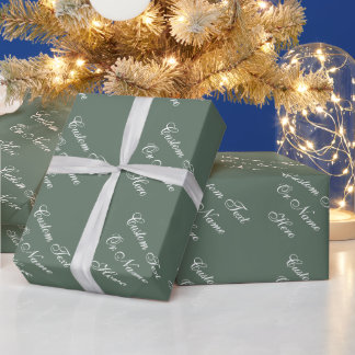 Personalised Message, Vintage-Inspired Sage Green  Wrapping Paper