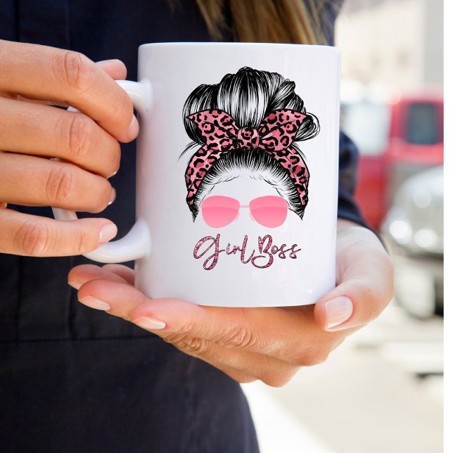 Personalised Messy Bun Girl Boss Coffee Mug (Creator Uploaded)