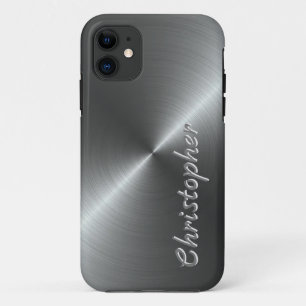 Personalised Metal titanium silver Radial Texture Case-Mate iPhone Case