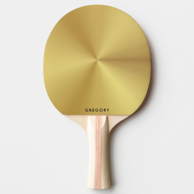 Personalised metallic gold texture monogram ping pong paddle (Front)
