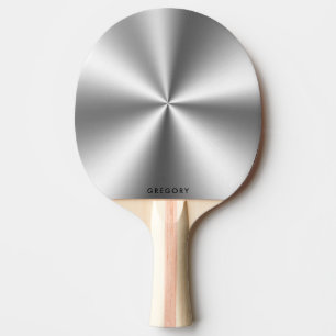 Personalised metallic grey texture monogram ping pong paddle