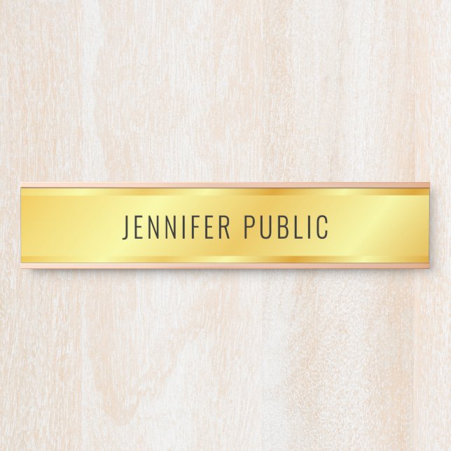 Personalised Metallic Look Faux Gold Door Sign (Front)