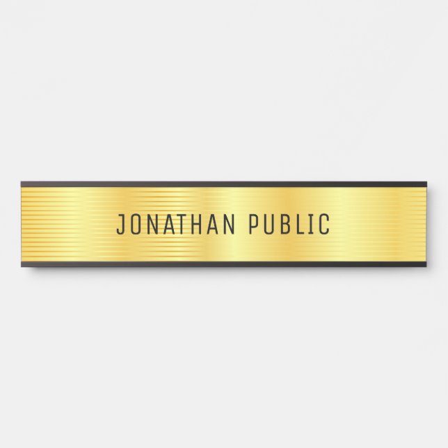Personalised Metallic Look Faux Gold Elegant Door Sign (Front)