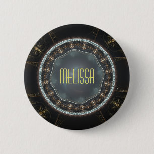 Personalised Metallic Ornate Steampunk Fractal 6 Cm Round Badge