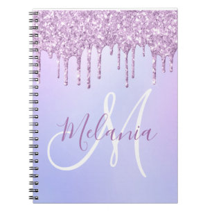 Personalised Metallic Purple Drip Lavender Pour Notebook