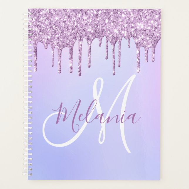 Personalised Metallic Purple Drip Lavender Pour Planner (Front)