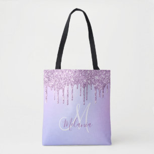 Personalised Metallic Purple Drip Lavender Pour   Tote Bag