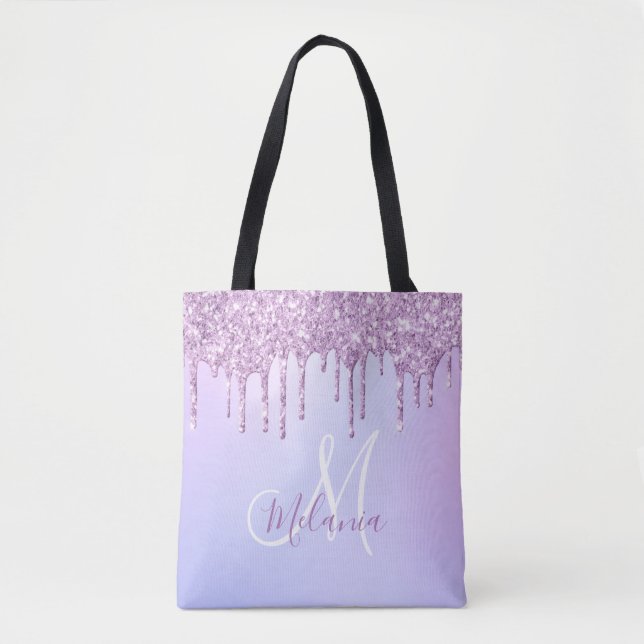 Personalised Metallic Purple Drip Lavender Pour   Tote Bag (Front)