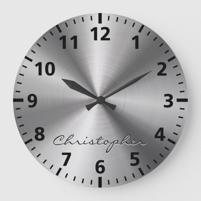 Personalised Metallic Radial Texture Large Clock (Front)