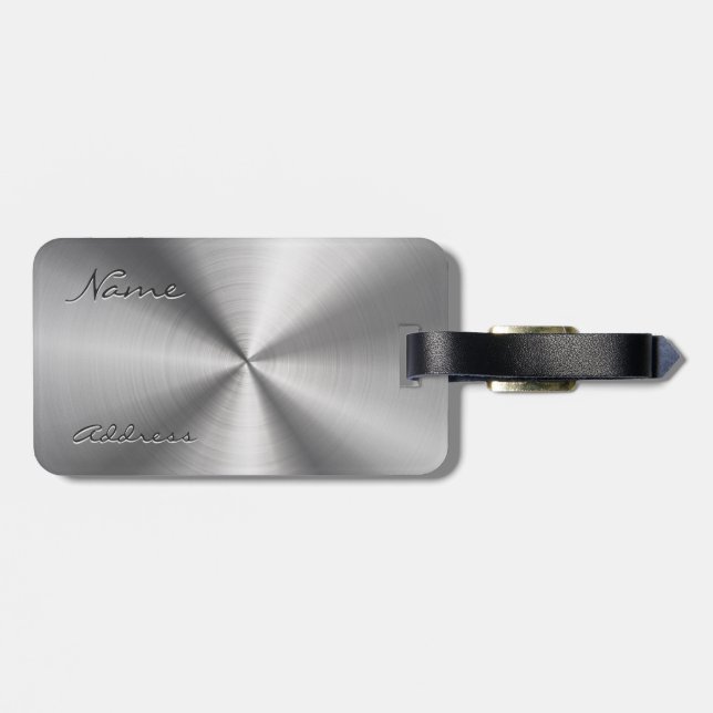 Personalised Metallic Radial Texture Luggage Tag (Back Horizontal)