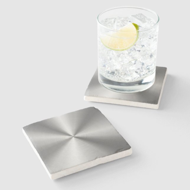 Personalised Metallic Radial Texture Stone Coaster (Side)