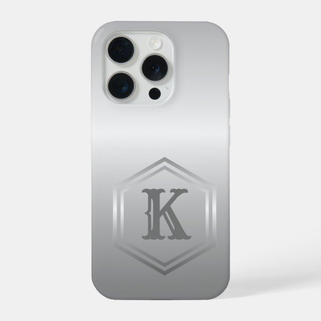 Personalised Metallic Silver Monogram iPhone Case (Back)