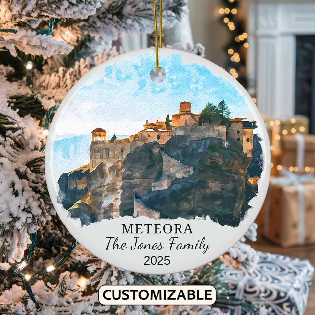 Personalised Meteora Ornament, Greece Ceramic Tree Decoration (Creator Uploaded)