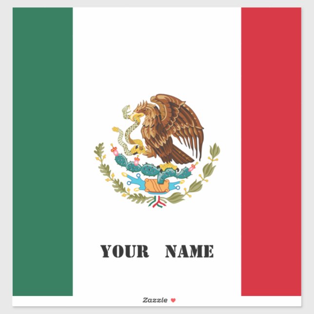 Personalised Mexican Flag Rectangular Sticker (Sheet)