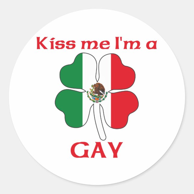 Personalised Mexican Kiss Me I'm Gay Classic Round Sticker (Front)