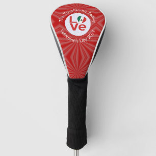 Personalised Mexican Red LOVE Flag Golf Head Cover