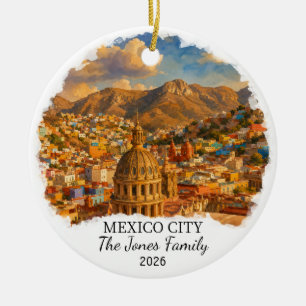 Personalised Mexico City Ceramic Ornament, Custom Tree Decoration