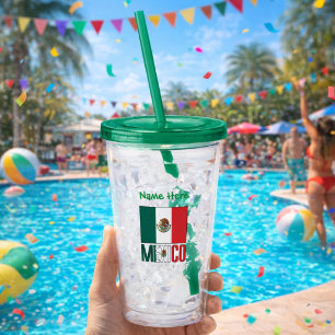 Personalised Mexico Flag Acrylic Tumbler