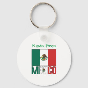 Personalised Mexico Flag Aluminium Key Ring