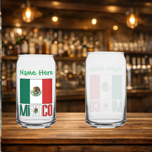 Personalised Mexico Flag Can Glass