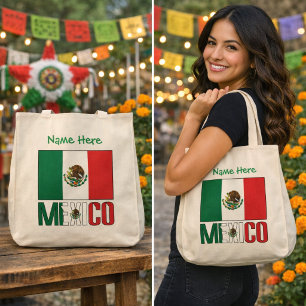 Personalised Mexico Flag Design Tote Bag