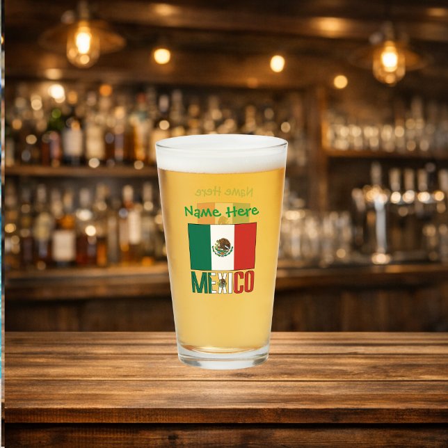 Personalised Mexico Flag Glass (Creator Uploaded)