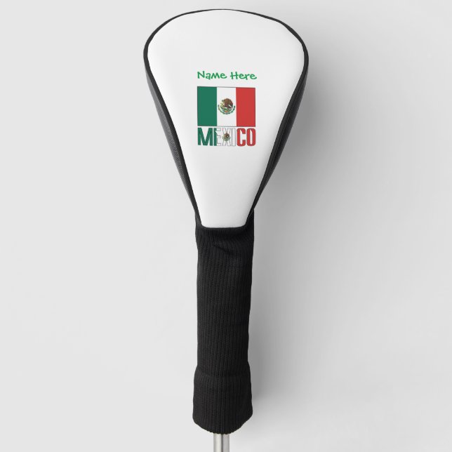 Personalised Mexico Flag Golf Head Cover (Front)