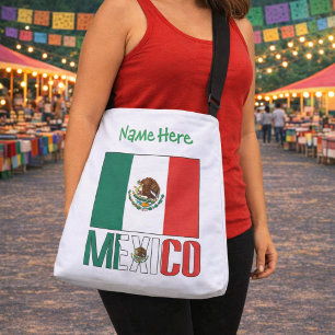 Personalised Mexico Flag Name Design Crossbody Bag