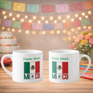Personalised Mexico Flag Name Design Espresso Cup
