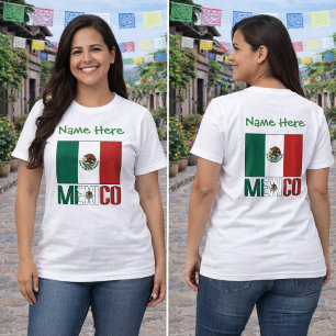 Personalised Mexico Flag Name Design Women's T-Shirt