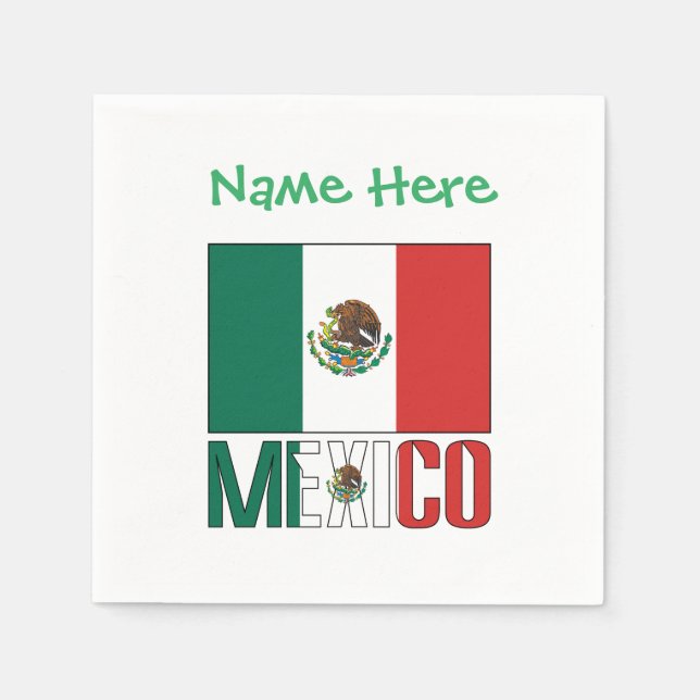 Personalised Mexico Flag Party Paper Napkin (Front)