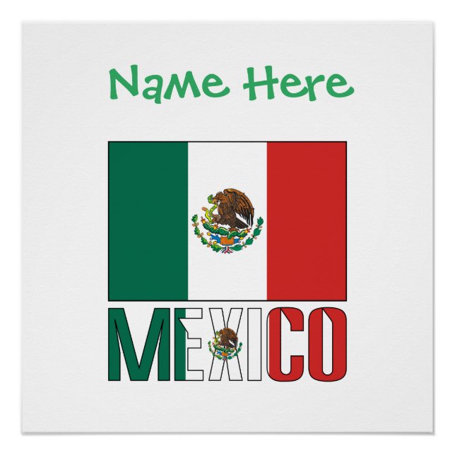 Personalised Mexico Flag Poster (Front)