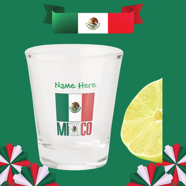 Personalised Mexico Flag Shot Glass (Creator Uploaded)