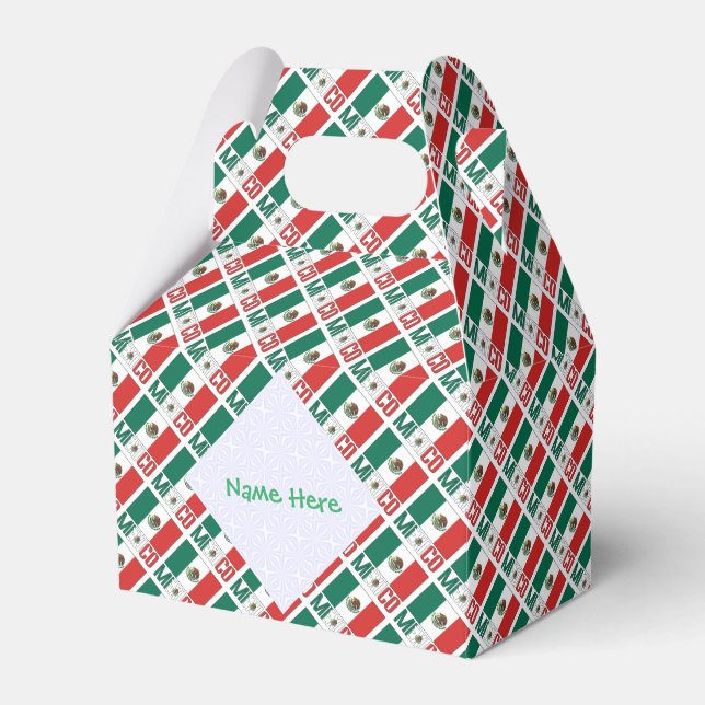 Personalised Mexico Flag Tiled Gable Favour Box (Front Side)