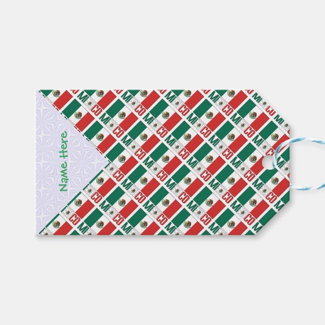 Personalised Mexico Flag Tiled Gift Tags (Front (Horizontal))