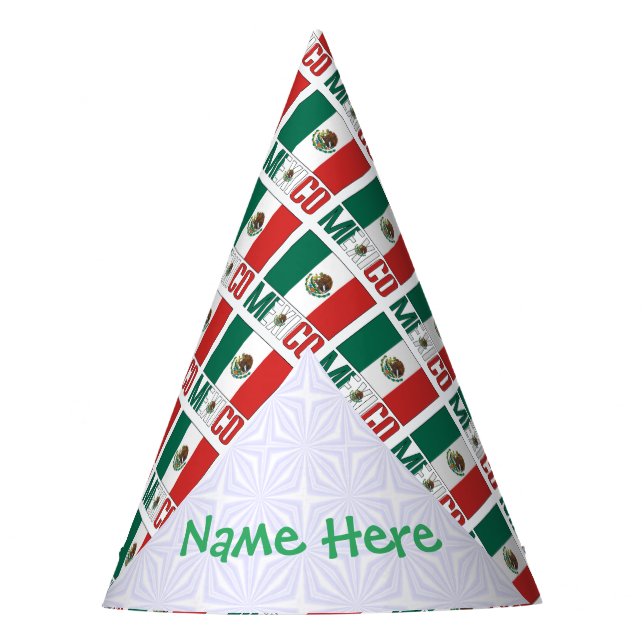 Personalised Mexico Flag Tiled  Party Hat (Front)