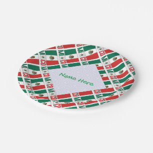 Personalised Mexico Flag Tiled Party Paper Plate