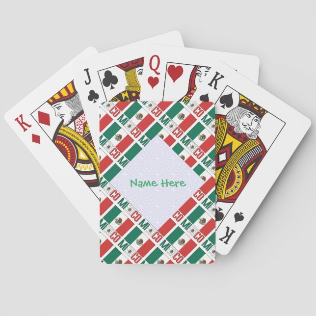 Personalised Mexico Flag Tiled Playing Cards (Back)