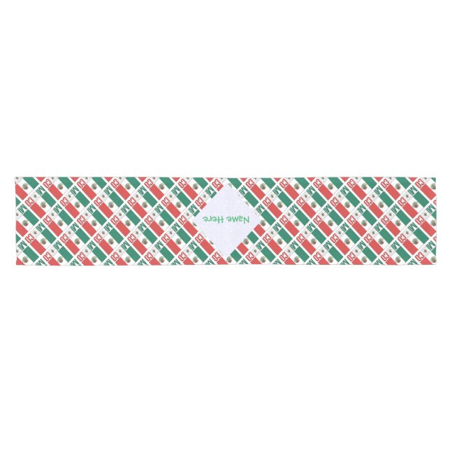 Personalised Mexico Flag Tiled Short Table Runner (Horizontal)