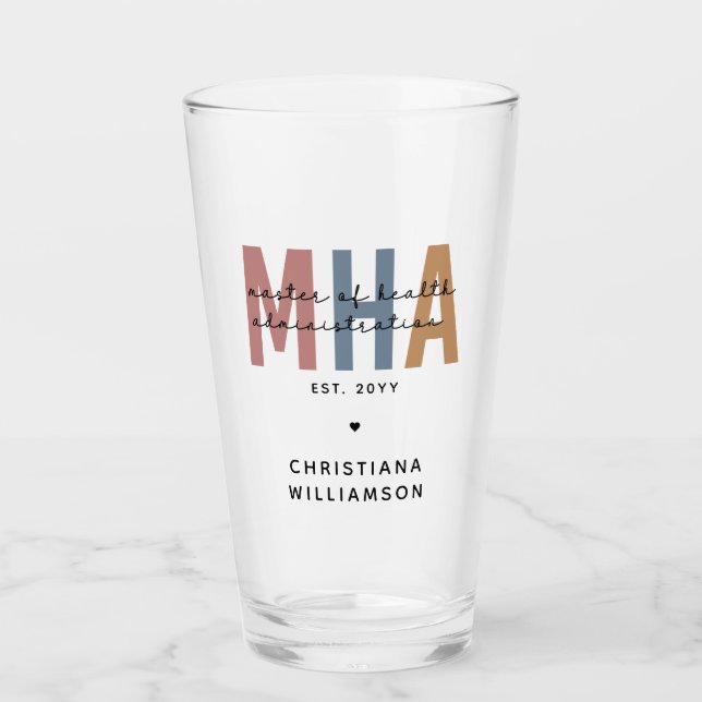 Personalised MHA Master of Health Administration Glass (Front)