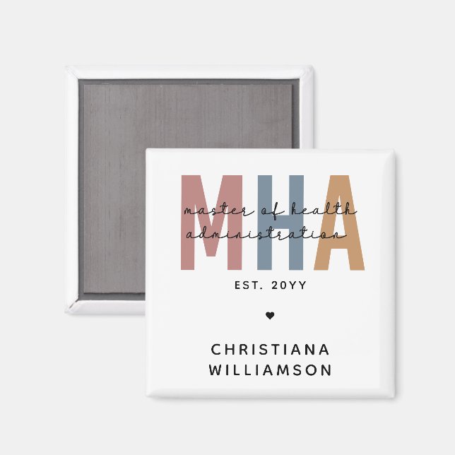 Personalised MHA Master of Health Administration Magnet (Front/Back)